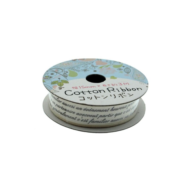 Cotton Ribbon Vintage Texts 15mm x 3m